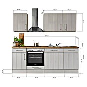 Respekta Premium Küchenzeile BERP220LHWC (Breite: 220 cm, Mit Elektrogeräten, Lärche Weiß-Nachbildung)