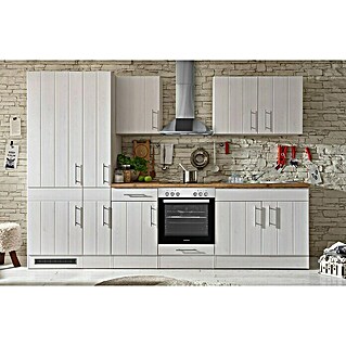 Respekta Premium Küchenzeile BERP300LHWC (Breite: 300 cm, Weiß, Mit Elektrogeräten)