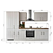 Respekta Premium Küchenzeile BERP300LHWC (Breite: 300 cm, Mit Elektrogeräten, Lärche Weiß-Nachbildung)