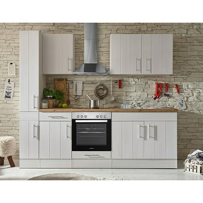 Weiß 250 Breite: BAUHAUS cm) Premium Ohne | Küchenleerblock Nachbildung, (Lärche Anton Elektrogeräte, Respekta