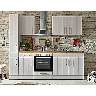 Respekta Premium Küchenzeile BERP240LHWC (Breite: 240 cm, Weiß, Mit Elektrogeräten)