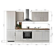 Respekta Premium Küchenzeile (Breite: 280 cm, Mit Elektrogeräten, Lärche Weiß-Nachbildung)