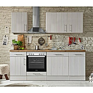 Respekta Premium Küchenzeile BERP220LHWC (Breite: 220 cm, Weiß, Mit Elektrogeräten)