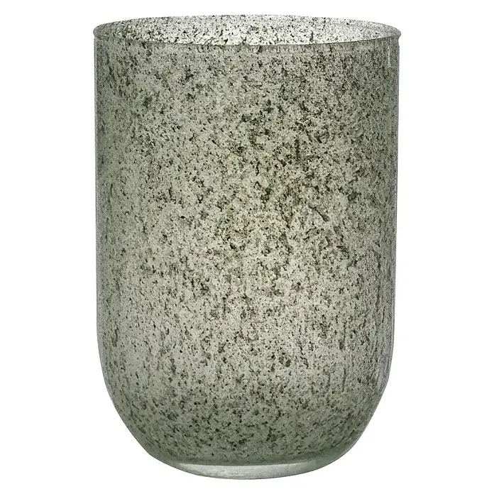 Vase Emilia - Ø x H: 14 x 20 cm, Glas, Green - Dekorative Vase aus grauem Glas mit strukturierter Oberfläche, perfekt für stilvolle Blumenarrangements und als Wohnaccessoire.