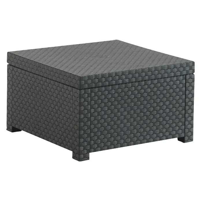 Shaf Conjunto de muebles Sira - 5 pzs., Polipropileno, Grafito - Mesa de almacenamiento para exterior gris resistente a la intemperie con diseño trenzado, ideal para jardines, patios o balcones.