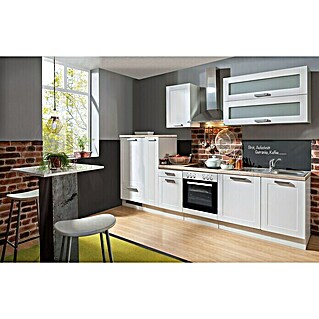 Menke Küchenzeile Premium Landhaus (Breite: 300 cm, Weiß, Mit Elektrogeräten, Mit Geschirrspüler)
