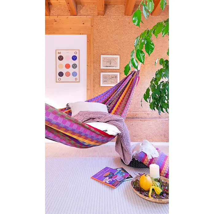 La Siesta Doppelhängematte Flora - L x B: 400 x 180 cm, Flowers, Ausführungseigenschaft: Kingsize - Farbenfrohe Hängematte mit Kissen und Decke, ideal zum Entspannen. Perfekt für gemütliche Stunden im Haus oder Garten.