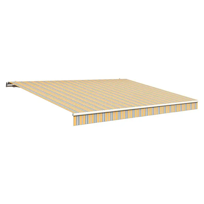 Solid Elements Gelenkarmmarkise 6292 - Gelb/Grau, Breite: 6 m, Ausfall: 2 m - Diese Markise mit gelben und grauen Streifen bietet Sonnenschutz und eine attraktive Ergänzung für jeden Außenbereich.