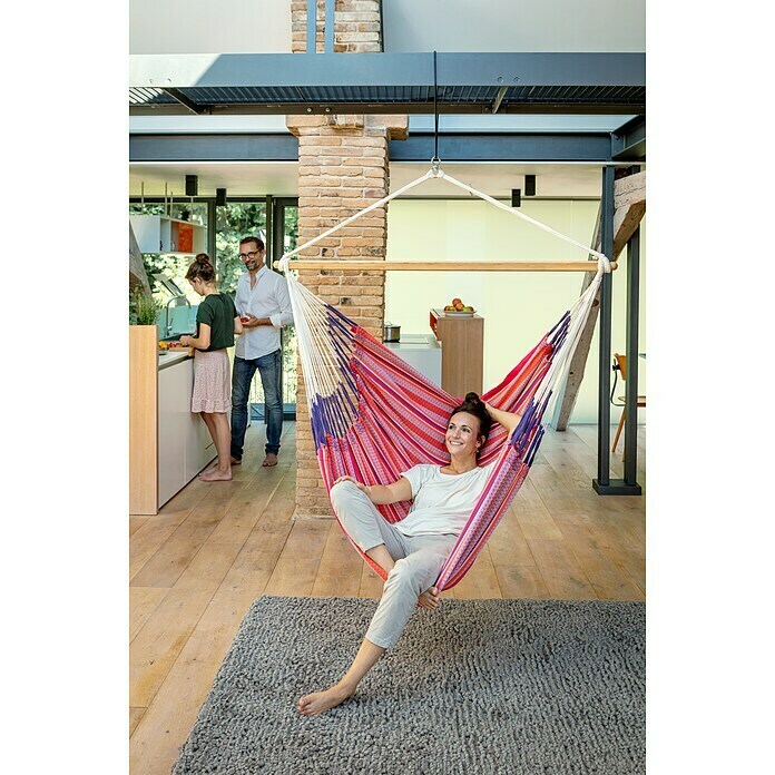 La Siesta Hamaca colgante Habana Kingsize (L x An x Al: 210 x 130 x 170 cm, Rojo/Blanco) | BAUHAUS