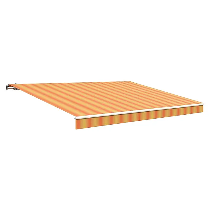 Solid Elements Gelenkarmmarkise 320180 - Gelb/Orange, Breite: 5 m, Ausfall: 3 m - Markise mit orangefarbenen und gelben Streifen, die Schatten spendet und vor Sonne schützt. Ideal für Terrasse oder Balkon.