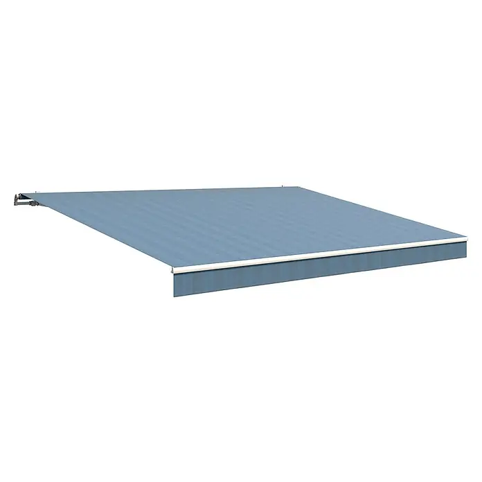Solid Elements Gelenkarmmarkise 320916 - Blau/Schwarz, Breite: 5 m, Ausfall: 2,5 m - Graue Markise für den Außenbereich. Die Markise bietet Schatten und Schutz vor der Sonne.