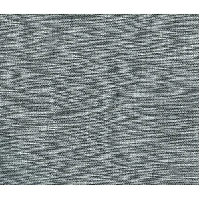 Solid Elements Gelenkarmmarkise S-8445 - Grau, Breite: 6 m, Ausfall: 2 m - Nahaufnahme eines Stoffmusters in einem gedämpften Blauton, das eine feine, strukturierte Oberfläche mit subtilen horizontalen Linien aufweist.