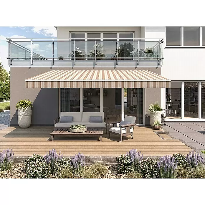 Solid Elements Gelenkarmmarkise 6171Braun/Beige, Breite: 5 m, Ausfall: 3,5 m