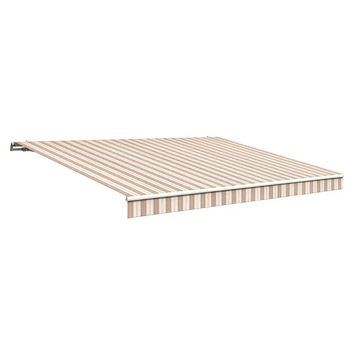 Solid Elements Gelenkarmmarkise 6171 - Braun/Beige, Breite: 6 m, Ausfall: 2 m - Ein stilvolles, gestreiftes Markisendach spendet Schatten und verleiht der Terrasse eine elegante Note. Genießen Sie entspannte Stunden im Freien unter dieser Markise.