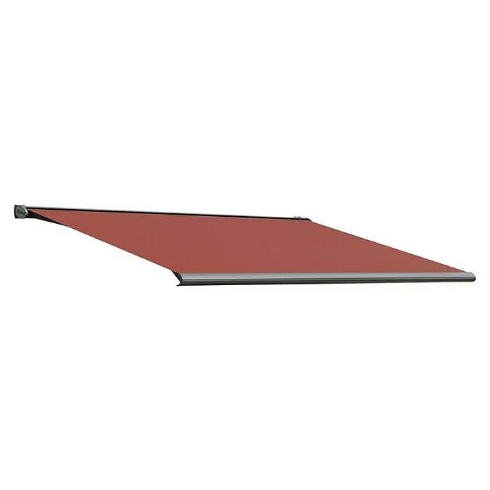 Solid Elements Vollkassettenmarkise Solid-S 2209 - Rot, Farbe Gestell: Anthrazitgrau, Breite: 4,5 m, Ausfall: 1,5 m - Rote Markise mit silberfarbenem Rahmen. Ideal für den Sonnenschutz im Außenbereich und zur Verschönerung von Terrassen und Balkonen.