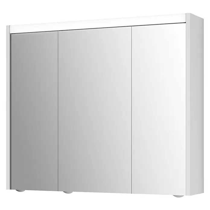 Jokey Spiegelschrank Sarto 3 - B x H: 80 x 68 cm, Holz, Weiß - Weißer Spiegelschrank mit drei Türen für das Badezimmer. Das Möbelstück bietet praktischen Stauraum und eine moderne Optik.