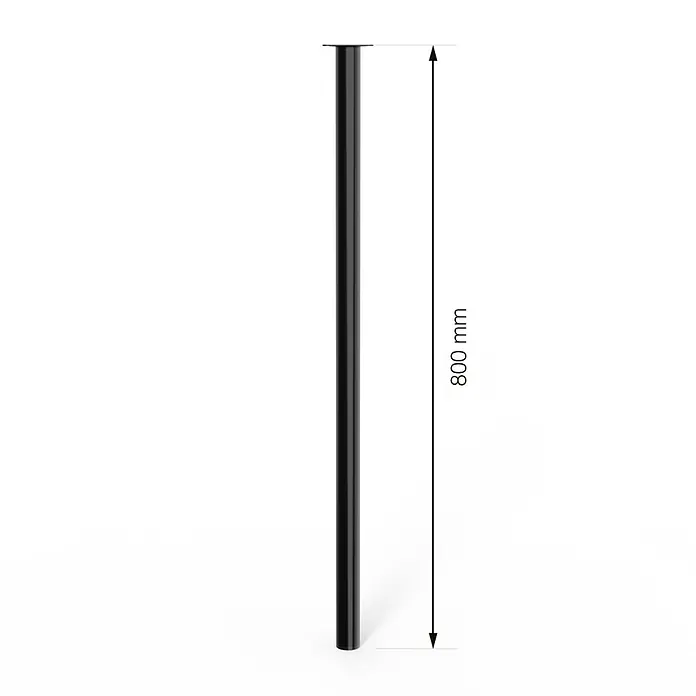 Walteco Möbelfuß - Ø x H: 3 x 80 cm, Stahl, Schwarz - Darstellung eines schwarzen Tischbeins mit einer Länge von 800 mm, ideal für moderne Möbeldesigns.\n