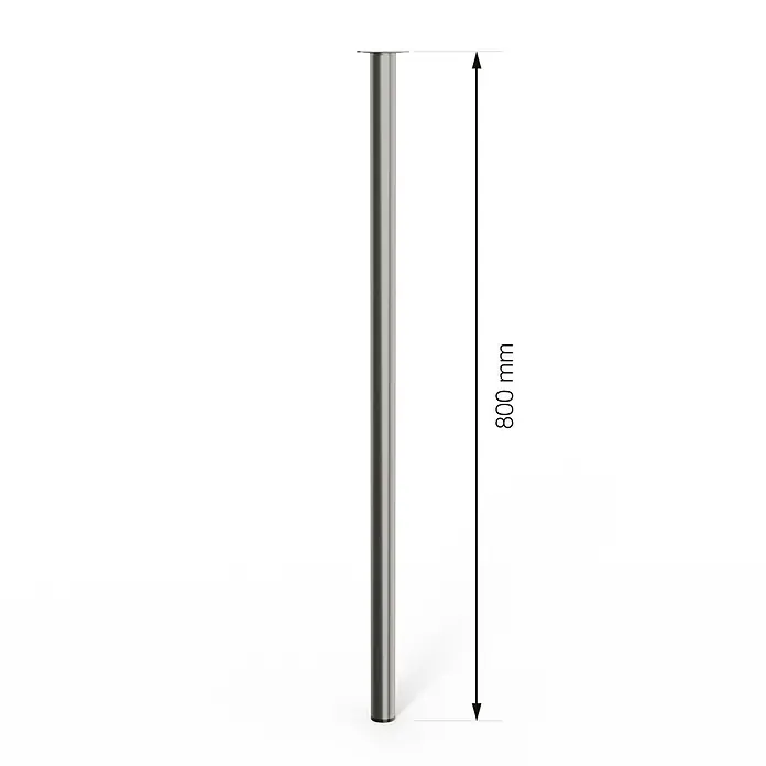 Walteco Möbelfuß - L x B x H: 3 x 3 x 80 cm, Ø x H: 3 x 80 cm, Traglast: 50 kg, Stahl, Nickel - Abbildung eines 800 mm langen Tischbeins aus Metall, das für Stabilität und Stil sorgt. Ideal für moderne Möbeldesigns.