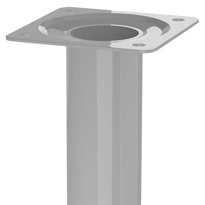 Walteco Möbelfuß - L x B x H: 3 x 3 x 75 cm, Ø x H: 3 x 75 cm, Traglast: 50 kg, Stahl, Grau - Silberner Tischfuß mit quadratischer Montageplatte und zylindrischem Bein für Möbel. Ideal für Tische und andere Möbel.