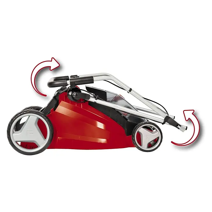 Einhell Power X-Change 18V Akku-Rasenmäher GE-CM 43 Li M Kit - 18 V, 2 Akkus, 4 Ah, Schnittbreite: 43 cm - Zusammengeklappter Rasenmäher für einfache Lagerung.