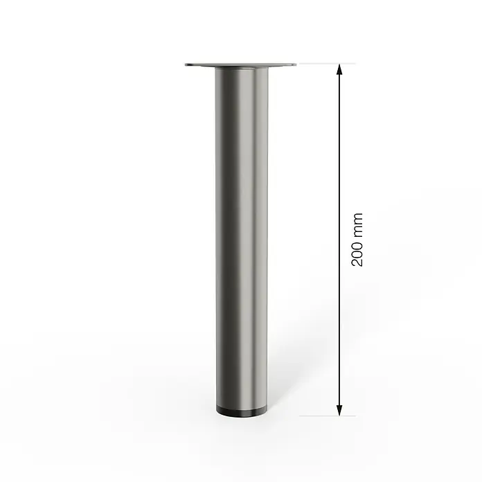 Walteco Möbelfuß - L x B x H: 3 x 3 x 20 cm, Ø x H: 3 x 20 cm, Traglast: 50 kg, Stahl, Nickel - Ein verstellbares, silbernes Möbelfußbein mit einer Höhe von 200 mm für Tische und Möbel.