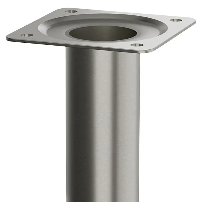 Walteco Möbelfuß - L x B x H: 3 x 3 x 20 cm, Ø x H: 3 x 20 cm, Traglast: 50 kg, Stahl, Nickel - Metallfuß mit quadratischer Platte und zylindrischem Schaft für Möbel oder Konstruktionen.
