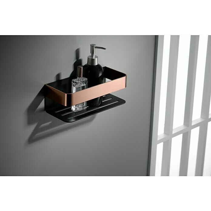 Imex Cesta de baño Mayura (L x An x Al: 11 x 25,6 x 8 cm, Negro/Oro rosa) | BAUHAUS