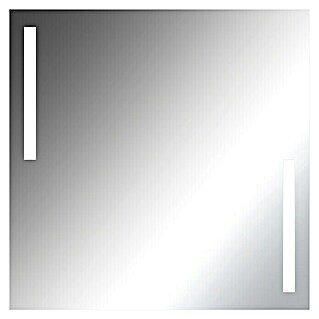 Camargue Espejo con luz LED Jade (80 cm x 80 mm, Plata)