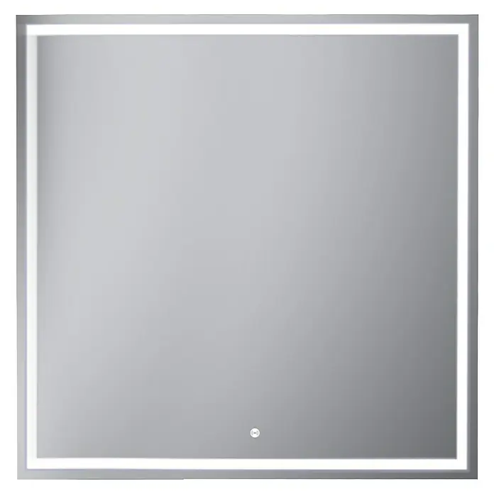 Camargue Espejo con luz Lisbeth - 80 x 80 cm, Acero, Con sensor de movimiento - Espejo cuadrado con luz LED para el baño. Iluminación moderna con sensor táctil para un diseño elegante.