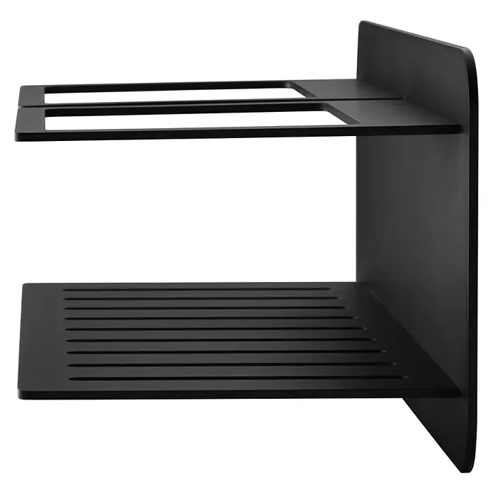 Imex Cesta de baño Iman - 12,7 x 36 x 13,5 cm, Acero inoxidable, Negro - Estante de pared negro con dos estantes y un diseño moderno. Ideal para guardar libros y objetos decorativos.