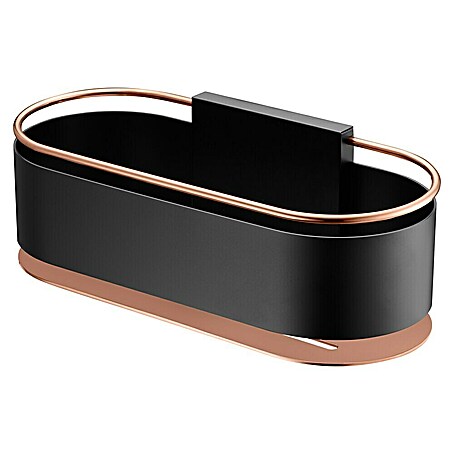Imex Cesta de baño Anga (12 x 28 x 10,3 cm, Acero inoxidable, Negro/Oro rosa)