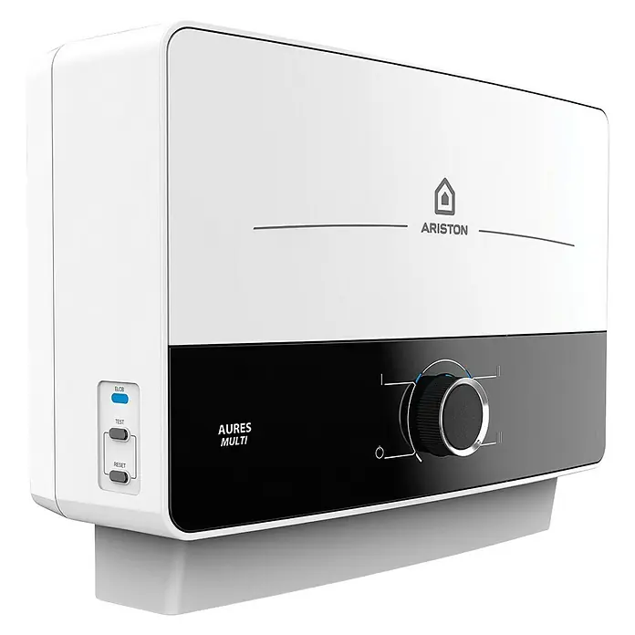 Ariston Calentador instantáneo Aures Slim Multi - 5 kW, 5 °C - 55 °C - El calentador de agua instantáneo Ariston AURES Multi es un electrodoméstico elegante y eficiente para agua caliente al instante.