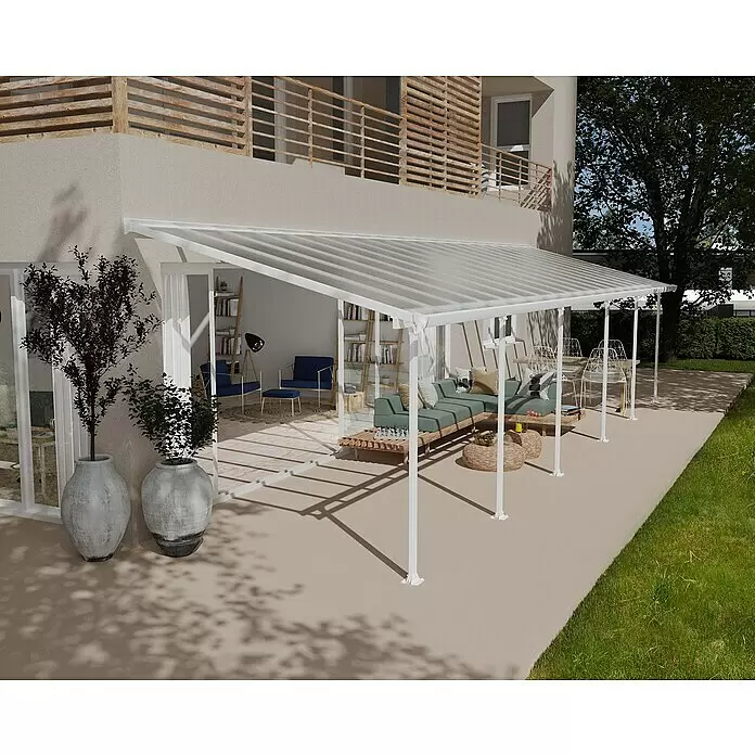 Solid Elements Terrassenüberdachung Martina - B x T: 1.035 x 300 cm, Verkehrsweiß, Polycarbonat, Transparent - Stimmungsaufnahme