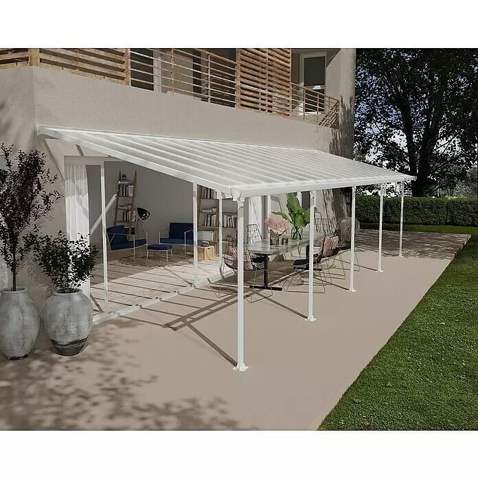 Solid Elements Terrassenüberdachung Martina - B x T: 971 x 300 cm, Verkehrsweiß, Polycarbonat, Transparent - Stimmungsaufnahme