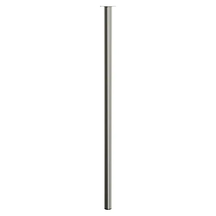 Walteco Möbelfuß - L x B x H: 3 x 3 x 80 cm, Ø x H: 3 x 80 cm, Traglast: 50 kg, Stahl, Nickel - Abgebildet ist ein schlanker, silberfarbener Tischfuß, der auf eine moderne Ästhetik und robuste Unterstützung für Tische hinweist.