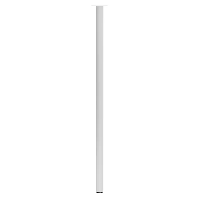 Walteco Möbelfuß - L x B x H: 3 x 3 x 75 cm, Ø x H: 3 x 75 cm, Traglast: 50 kg, Stahl, Weiß - Das Bild zeigt eine Nahaufnahme einer schlanken, weißen Säule, die sich von einem dunklen Hintergrund abhebt, minimalistisch und elegant.