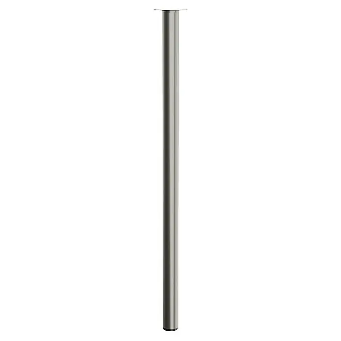 Walteco Möbelfuß - L x B x H: 3 x 3 x 70 cm, Ø x H: 3 x 70 cm, Traglast: 50 kg, Stahl, Nickel - Produktaufnahme einer glänzenden, silberfarbenen Tischsäule. Diese hochwertige Säule ist ein echter Hingucker für jeden Tisch.
