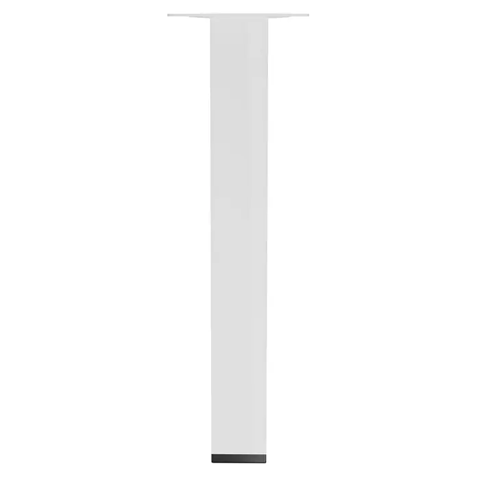 Walteco Möbelfuß - L x B x H: 25 x 2,5 x 20 cm, Traglast: 50 kg, Stahl, Weiß, Glänzend - Eine Nahaufnahme eines weißen Tischbeins, das eine moderne und minimalistische Ästhetik aufweist und sich gut für Möbeldesign eignet.