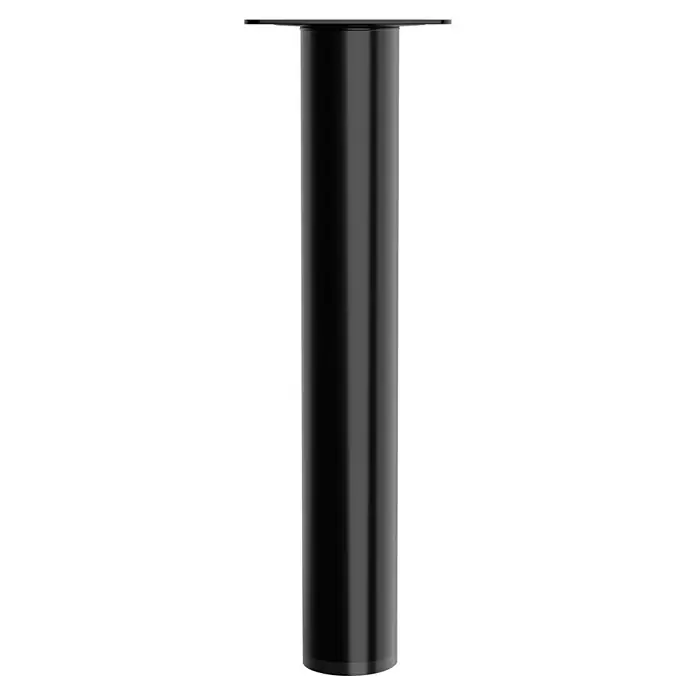 Walteco Möbelfuß - Ø x H: 3 x 20 cm, Stahl, Schwarz - Eine schlanke, schwarze Tischbeinverlängerung mit einer Montageplatte, die Stabilität und Höhe für Möbelstücke bietet.