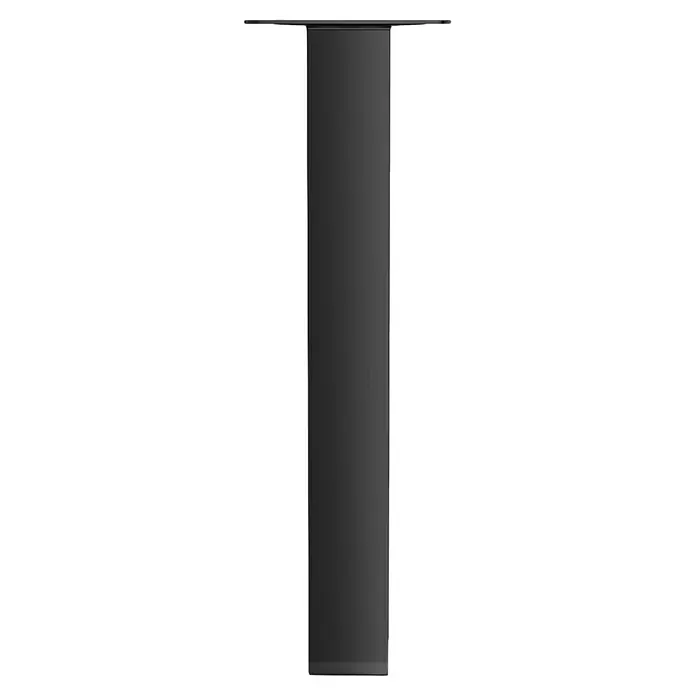 Walteco Möbelfuß - L x B x H: 25 x 2,5 x 20 cm, Traglast: 50 kg, Stahl, Matt - Schlanker, schwarzer, moderner Lautsprecher mit minimalistischem Design vor schwarzem Hintergrund. Elegantes Audioerlebnis.