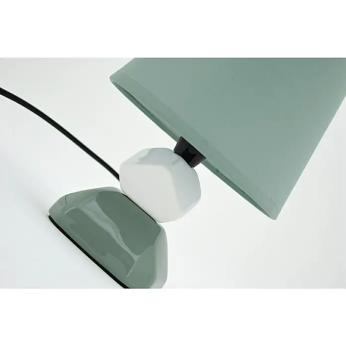 Idp Lampshades Lámpara de sobremesa Palmita - 40 W, L x An x Al: 16 x 16 x 23 cm, Verde, E14 - Elegante lámpara de mesa con pantalla verde menta y base con formas irregulares blancas y verde menta.