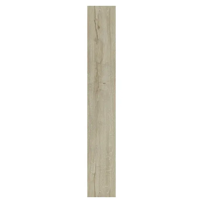 Allure Suelo vinílico SPC Sawn Wood - 1.220 x 226 x 5,2 mm, Gris, Resistente al agua - Primer plano de una sola lama con una textura de madera clara y detalles de grano fino, ideal para aplicaciones de suelos.