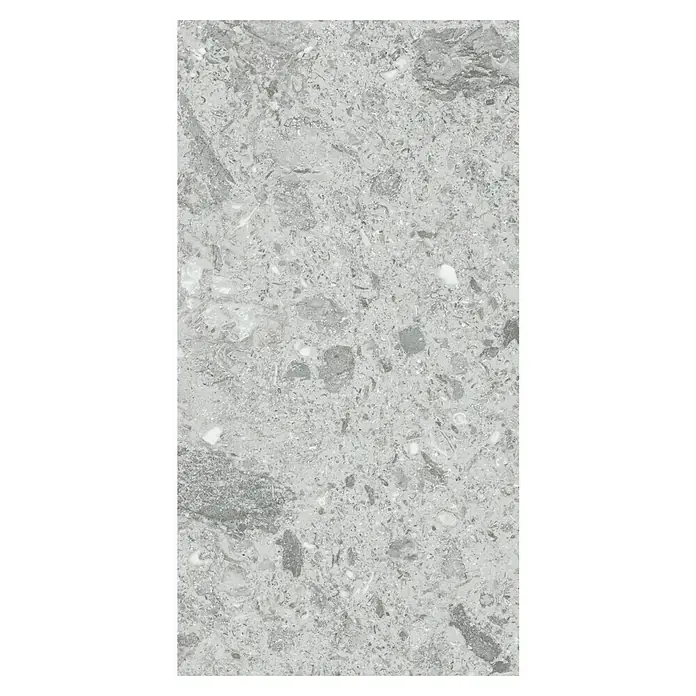 Allure Suelo vinílico SPC Silver Corinto - 610 x 305 x 5,2 mm, Gris, Resistente al agua - Baldosa de piedra natural gris con superficie moteada, ideal para interiores modernos. La textura robusta añade carácter y estilo a cualquier espacio.