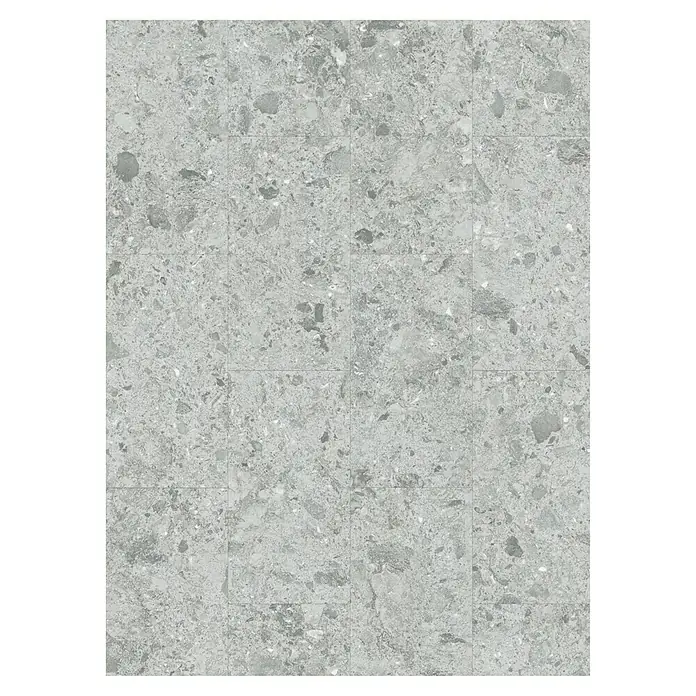 Allure Suelo vinílico SPC Silver Corinto - 610 x 305 x 5,2 mm, Gris, Resistente al agua - Baldosas de suelo grises con patrón moteado, ideales para interiores modernos, ofreciendo estilo y durabilidad.