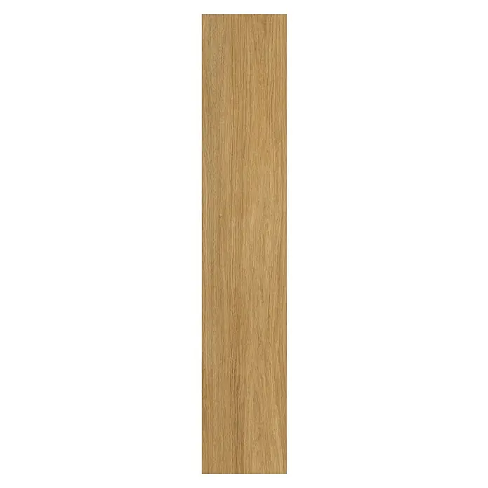 Allure Suelo vinílico SPC Como Cantu - 1.220 x 226 x 6,5 mm, Marrón, Resistente al agua - Primer plano de un panel de madera con vetas, ideal para muebles o suelos. La textura natural crea un ambiente cálido y rústico.