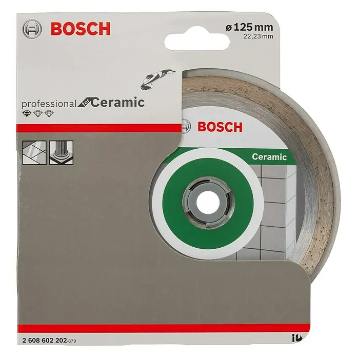 Bosch Diamant-Trennscheibe Standard Ceramic - Durchmesser Scheibe: 125 mm, Geeignet für: Feinsteinzeug - Aufnahme des Bosch Professional Keramik-Trennscheibe mit einem Durchmesser von 125 mm, ideal zum Schneiden von Keramikfliesen.