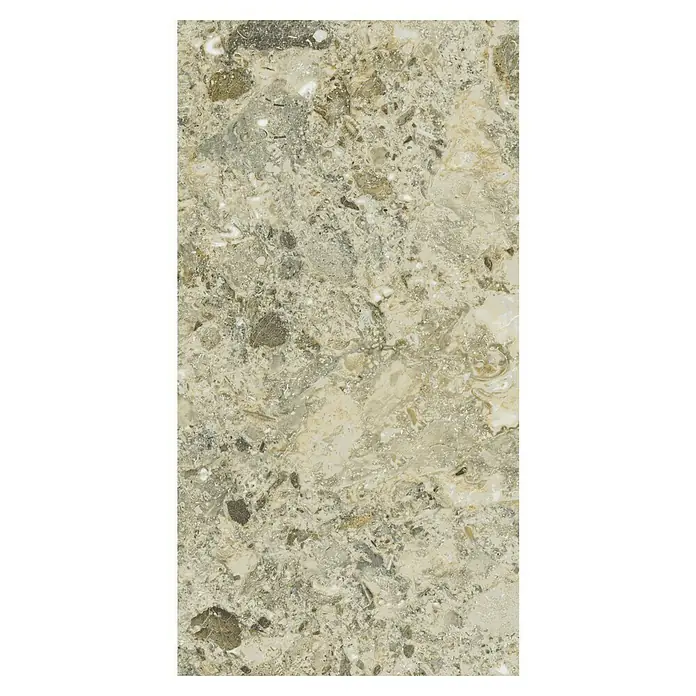 Allure Suelo vinílico SPC Ecru Corinto - 610 x 305 x 5,2 mm, Beige, Resistente al agua - Una piedra de mármol beige con patrones y texturas únicas. La superficie del mármol tiene sutiles variaciones de color que le proporcionan un aspecto elegante.