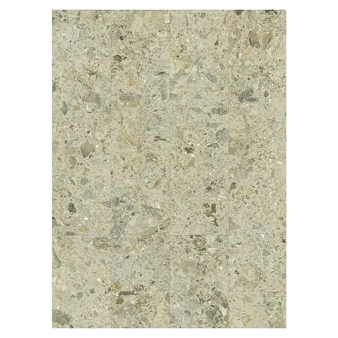 Allure Suelo vinílico SPC Ecru Corinto - 610 x 305 x 5,2 mm, Beige, Resistente al agua - Primer plano de baldosas cerámicas beige con textura moteada, ideales para pavimentos y revestimientos con efecto piedra natural.
