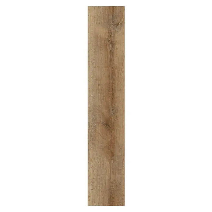 Allure Suelo vinílico SPC Golden Light - 1.220 x 226 x 5,2 mm, Marrón, Resistente al agua - Vista detallada de un panel de madera con grano, mostrando textura y belleza natural. Perfecto para interiores rústicos.