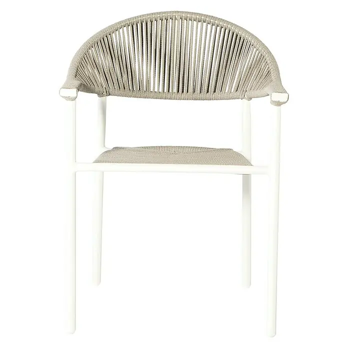 Silla de jardín Melk - 56 x 57 x 80 cm, Beige, Cuerda, Apilable - Esta silla destaca por su diseño moderno. La combinación de colores claros se adapta idealmente a varios estilos de interior y aporta un toque de elegancia.